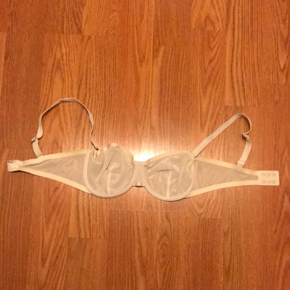 Cuup The Balconette White Mesh Bra 34E in GUC!